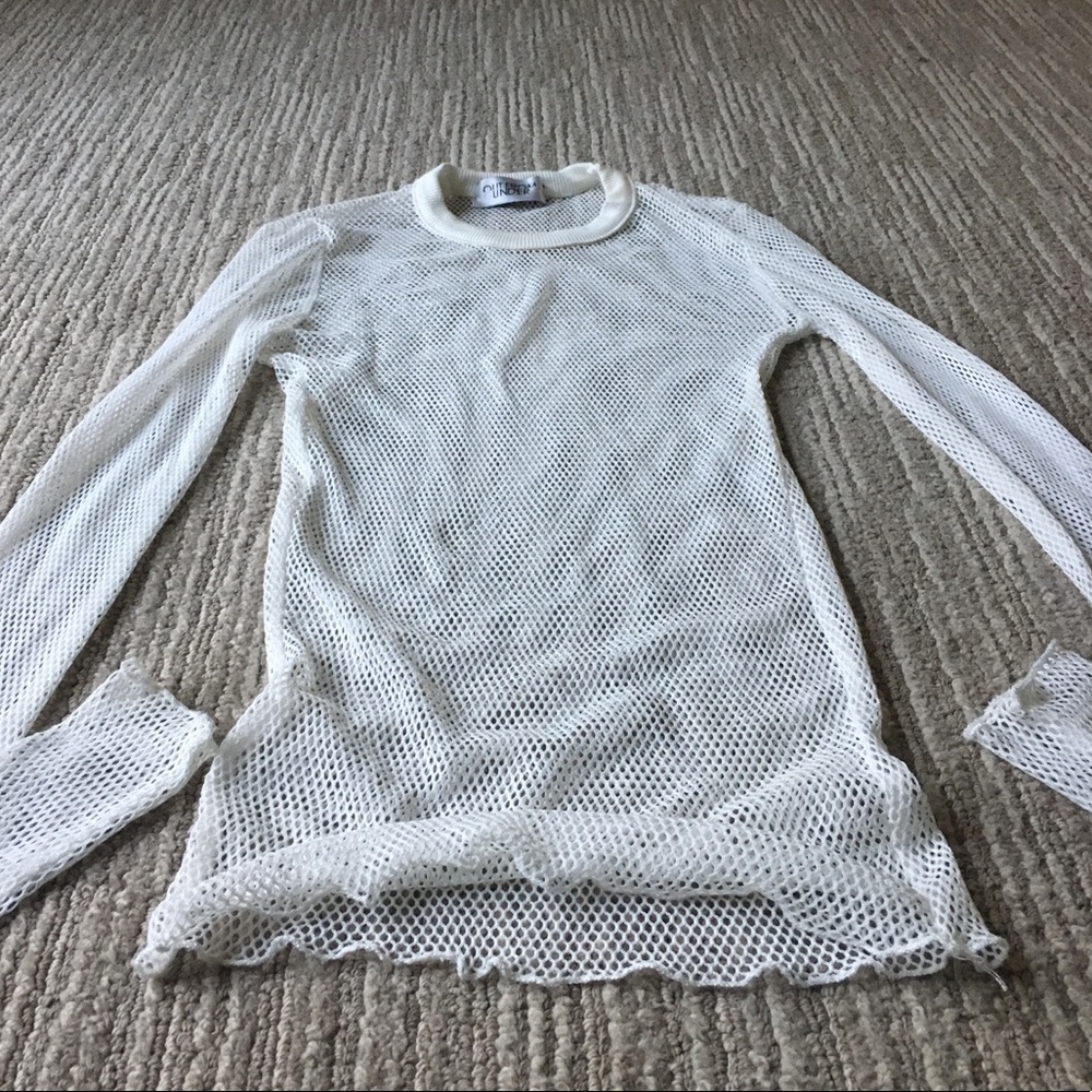 White Long sleeve Fishnet top